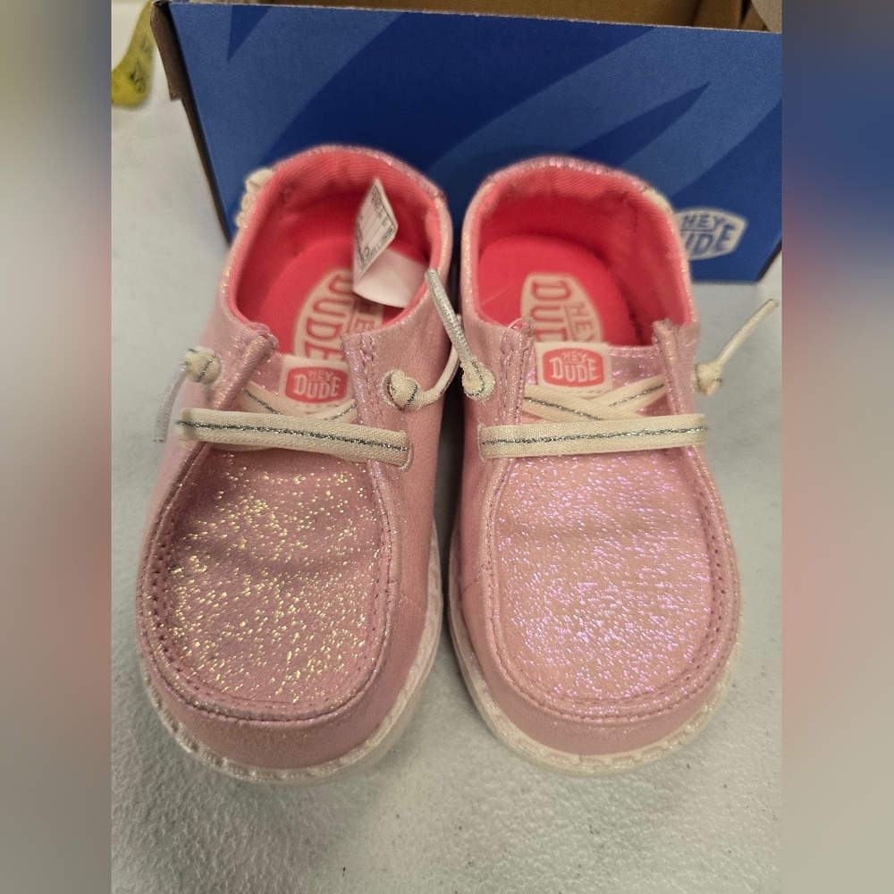 Hey Dude Kids Sparkly Pink Sneakers